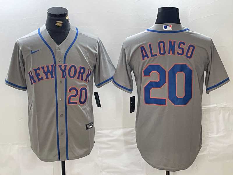 Men%27s New York Mets #20 Pete Alonso Grey Stitched Baseball Jersey